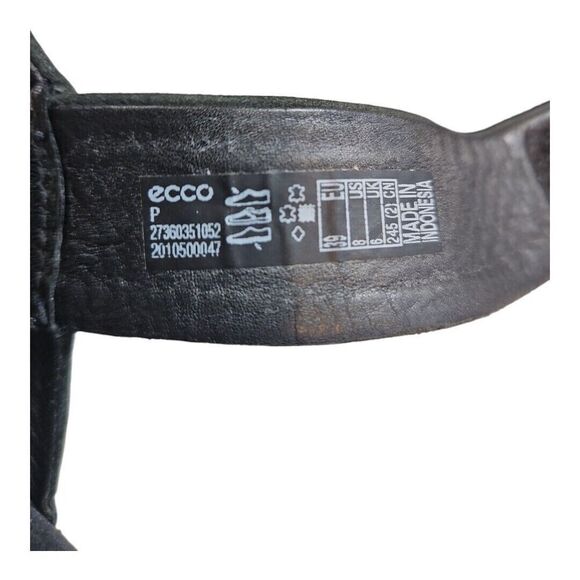 Ecco Flowt Strap Platform Sandals Womens 8 Black Leather Runs Big - Picture 10 of 10